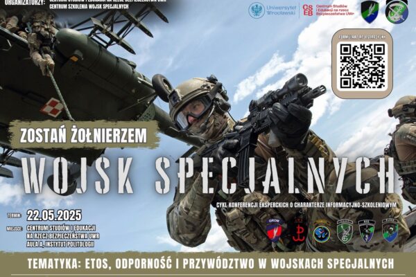 Plakat konferencji „Etos, odporność i przywództwo w Wojskach Specjalnych”
