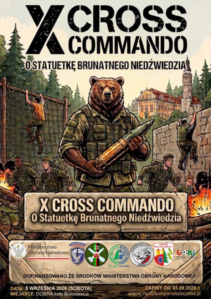 Plakat X Cross Commando o Statuetkę Brunatnego Niedźwiedzia - bieg 5 września 2026 w Dobrej k. Bolesławca