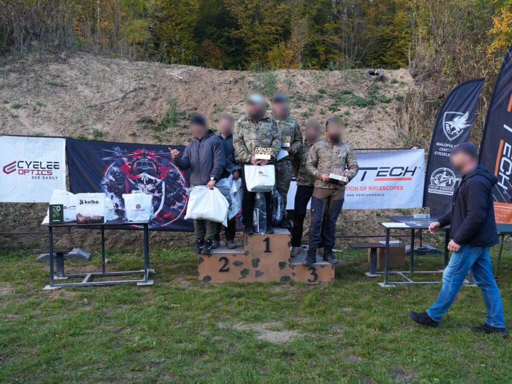 Podium zawodów DRACO CHALLENGE 2026 na strzelnicy w Bochni
